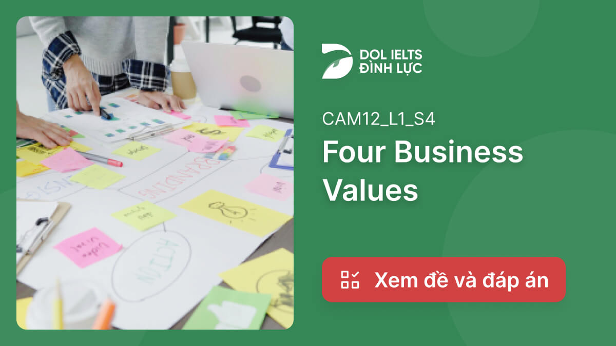 Four Business Values Listening Answers