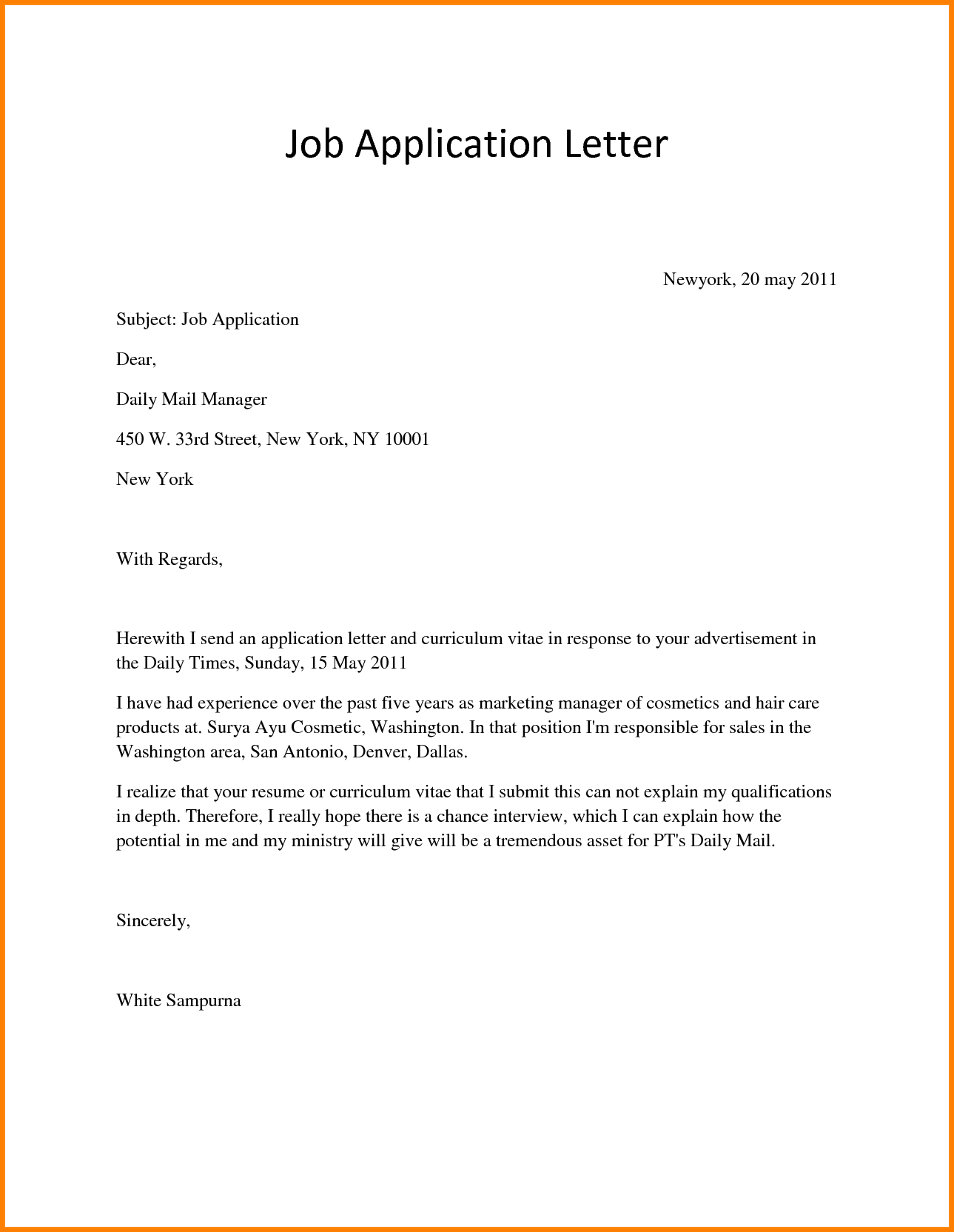 application letter là gì