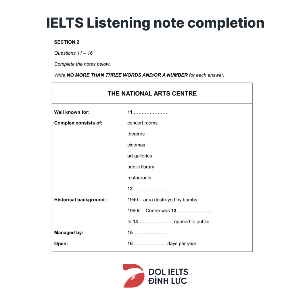  IELTS Listening note completion  