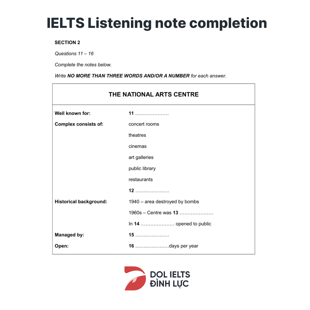 mẹo làm IELTS Listening note completion Sample