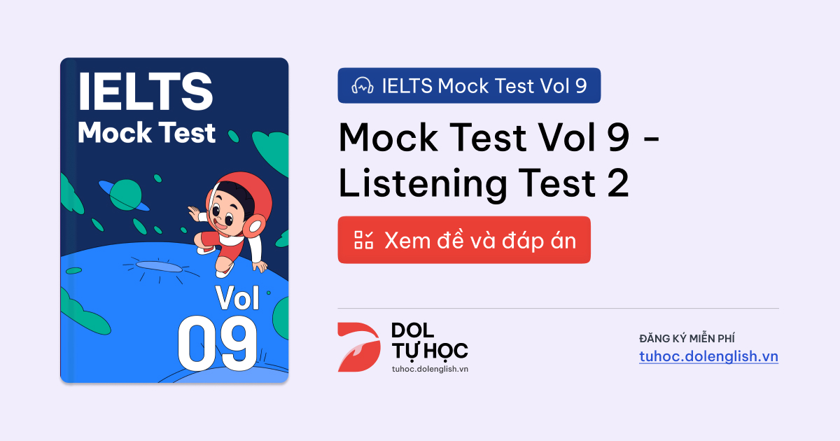 IELTS Mock Test Vol 9 - Listening Test 2 with Practice test, Audio ...