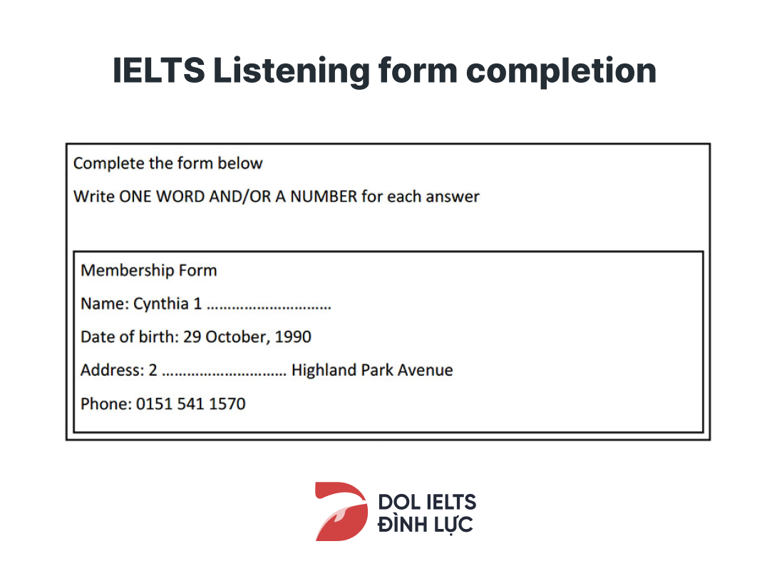 mẹo làm IELTS Listening Form Completion Sample