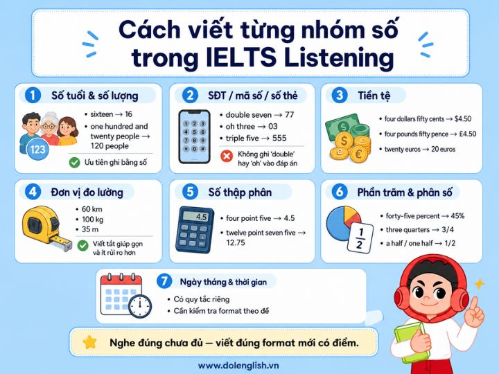 [{"type":"p","id":"NGAbjFbXofvKGa3rAAy_F","children":[{"text":"Cách viết số trong bài thi IELTS & Cách viết từng nhóm số trong Listening"}]}]