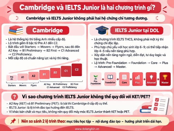 [{"type":"p","id":"f_RV_ooy6O_TukzFNukiU","children":[{"text":"So sánh chứng chỉ Cambridge và IELTS (IELTS Junior) & Cambridge và IELTS Junior là hai chương trình gì?"}]}]