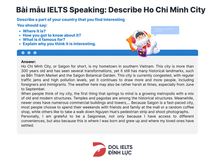 Speaking IELTS Samples Describe Ho Chi Minh City