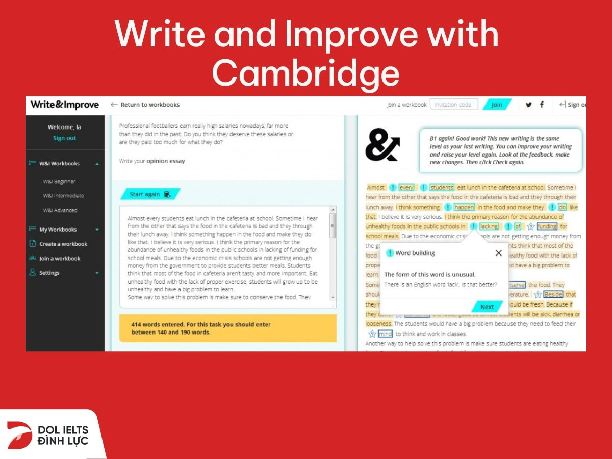 website sửa bài ielts writing write and improve with cambridge