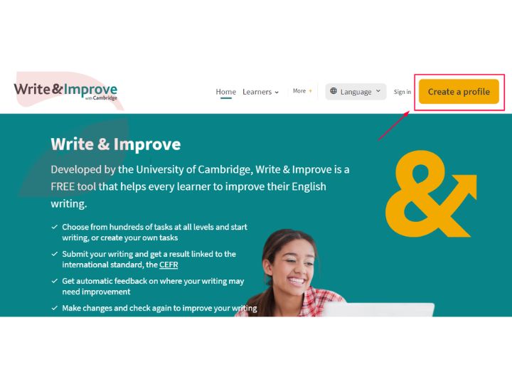 đăng ký tài khoản Write & Improve